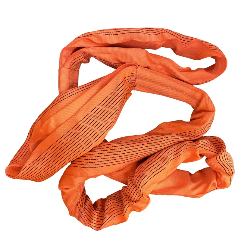 Reliable Soft Round Sling with Eyes- Medeer Eye&Eye Polyester Cargo Lifting Sling -Rigging Capacity 10 Ton